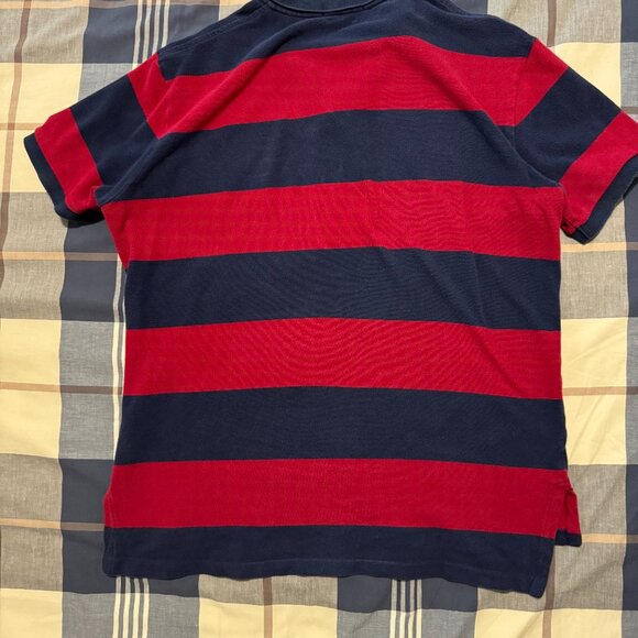 Polo Ralph Lauren Custom Fit Polo Shirt Size Medium Color Navy Blue and Red - Picture 4 of 5